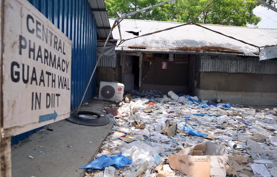 Farmacia, saqueada y vandalizada, del hospital de Lankien. © Stefan Pejovic/MSF