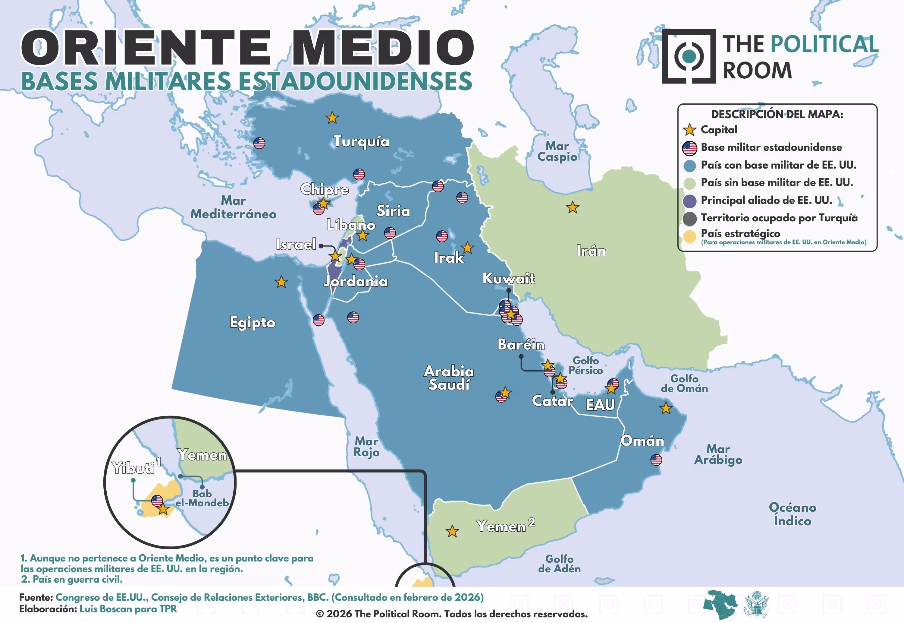 Bases militares estadounidenses en Oriente Medio (2026)