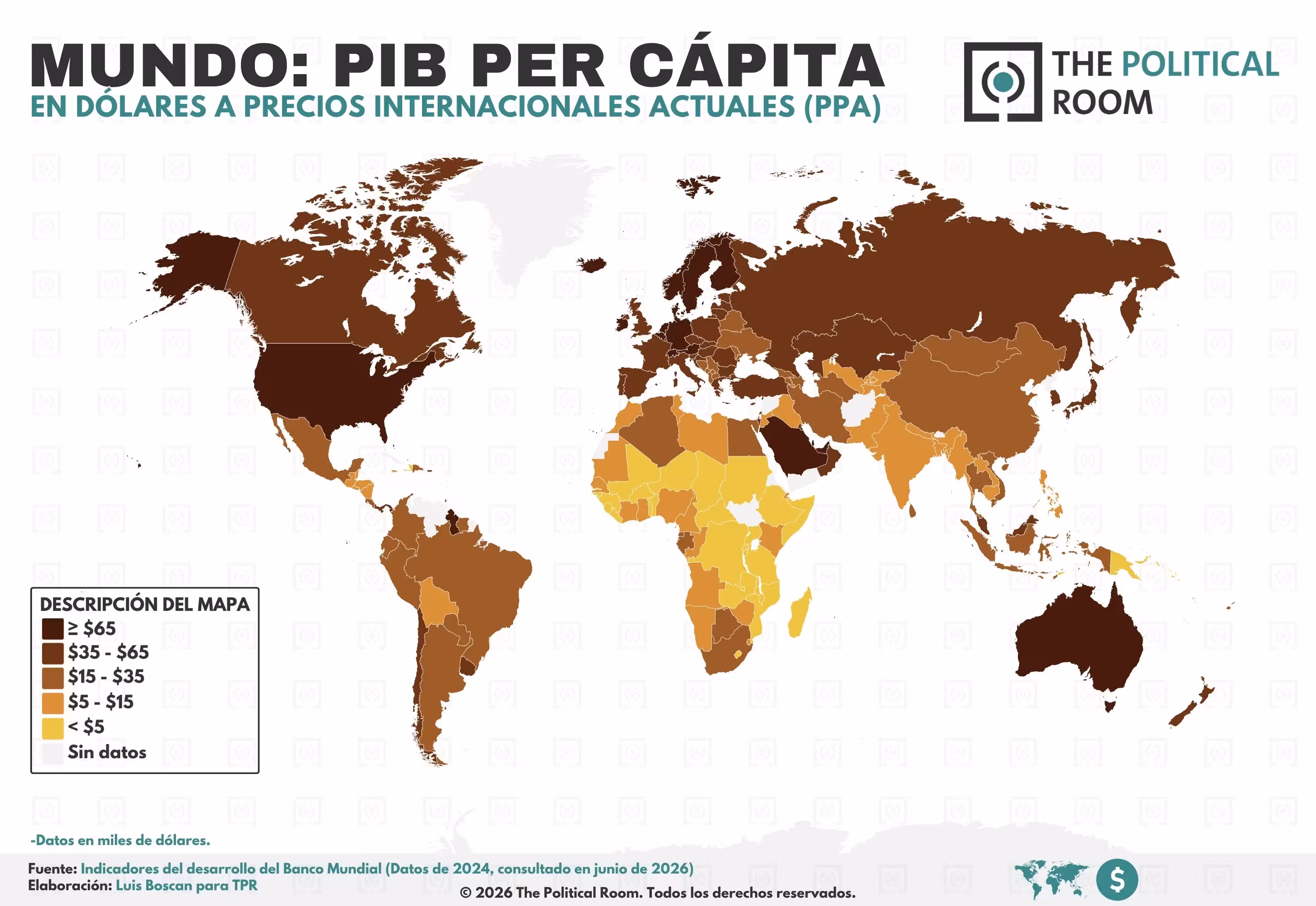 PIB per cápita en el mundo (2024)