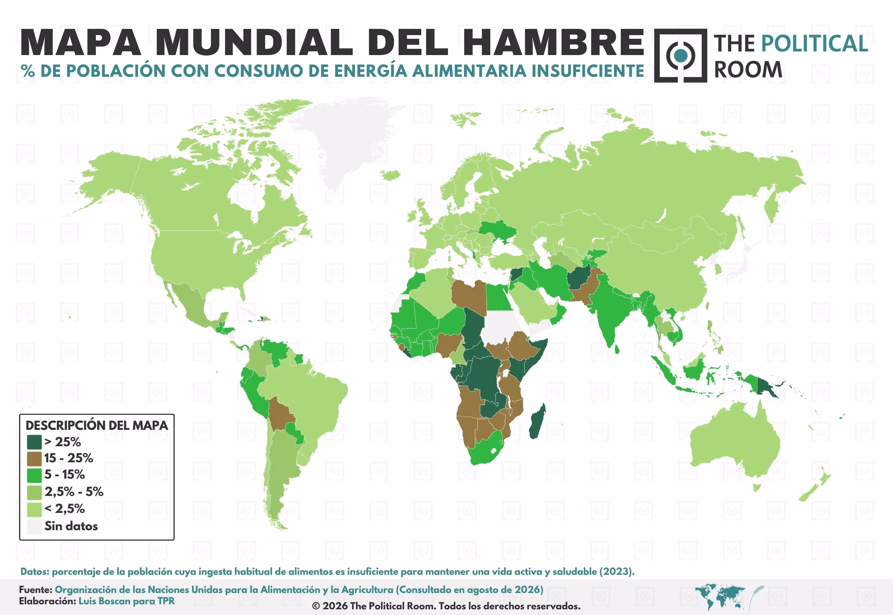 Mapa mundial del hambre (2023)
