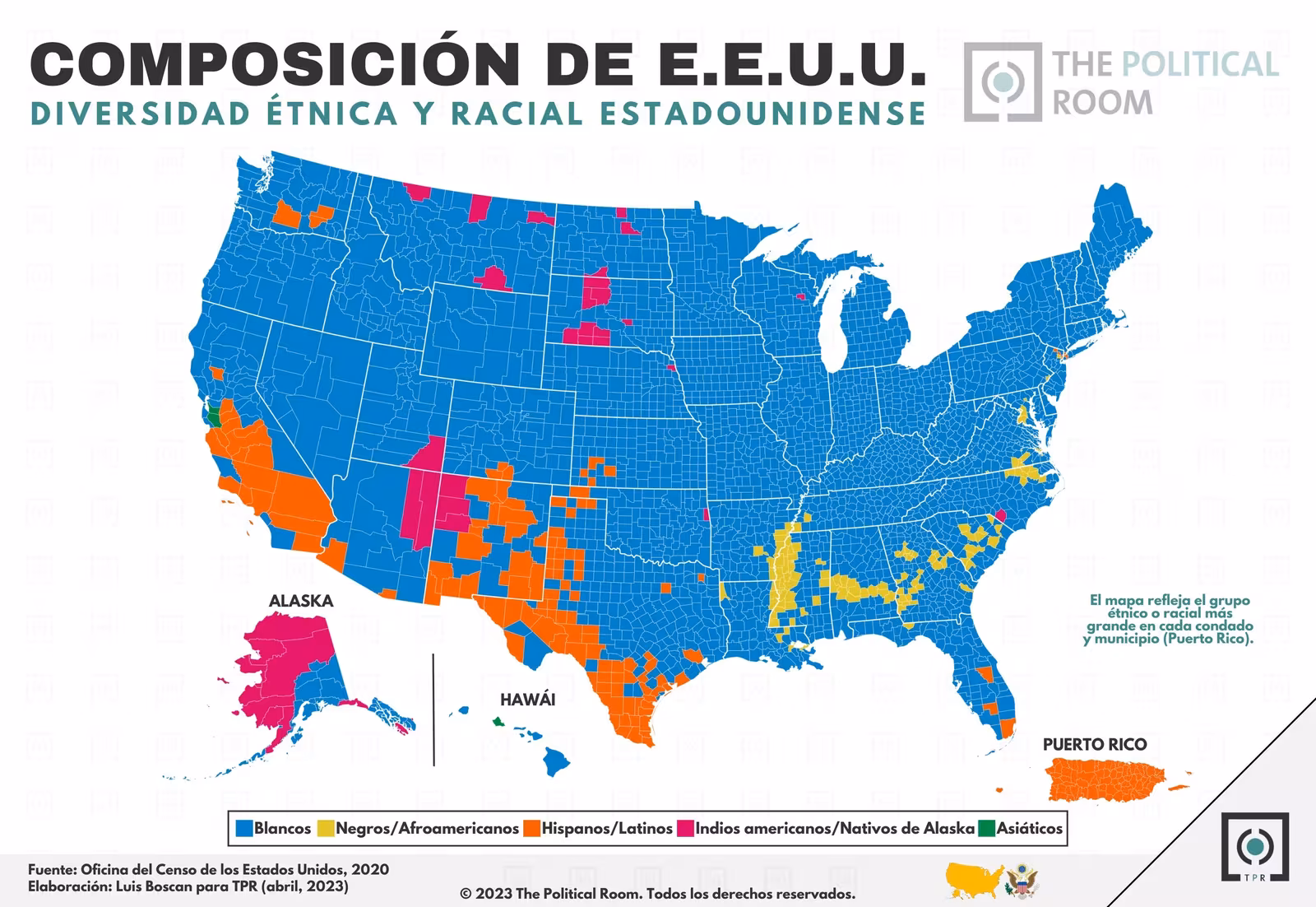 Composición étnica de EEUU (2020)