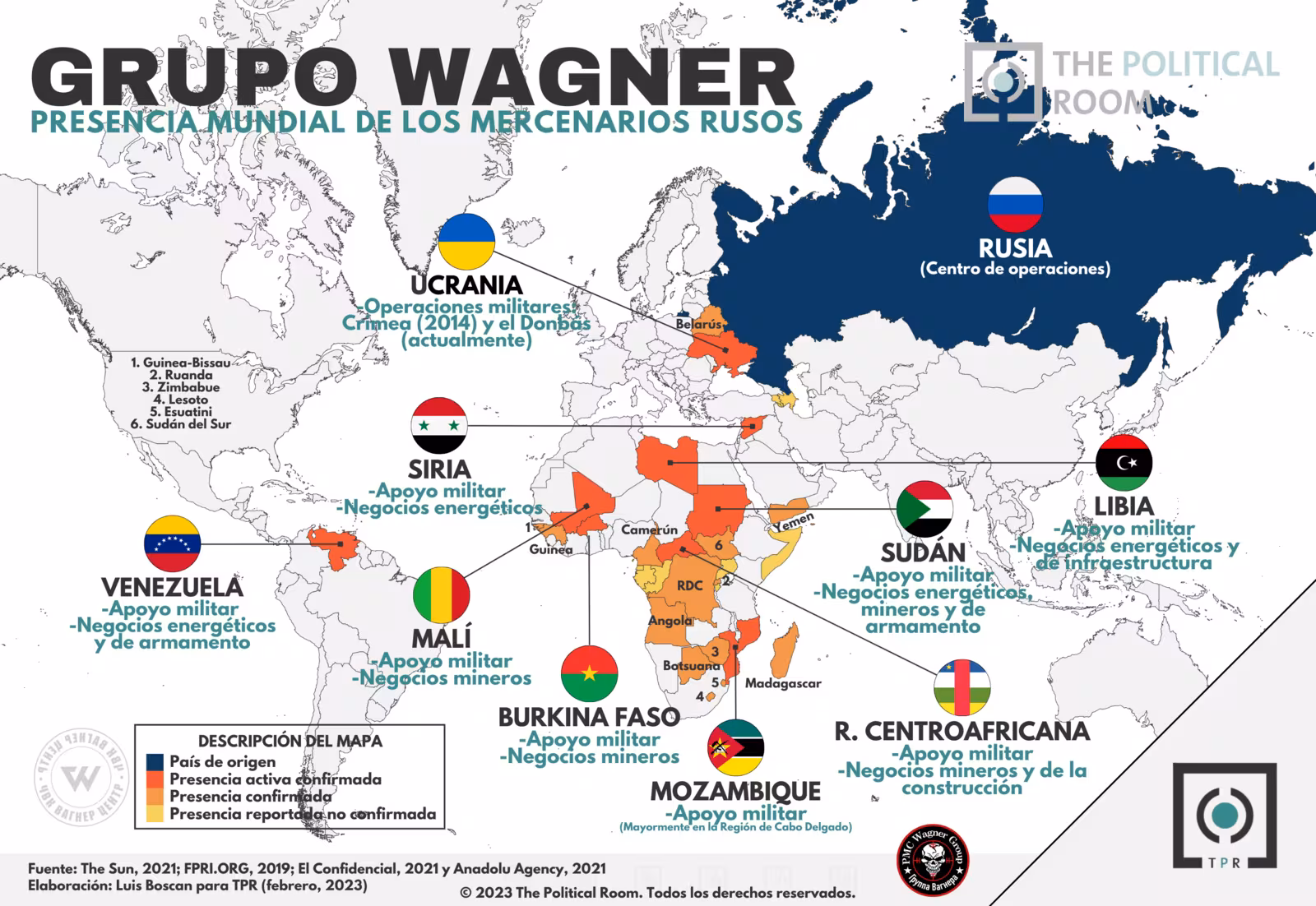 Presencia del grupo Wagner en el mundo (2023)