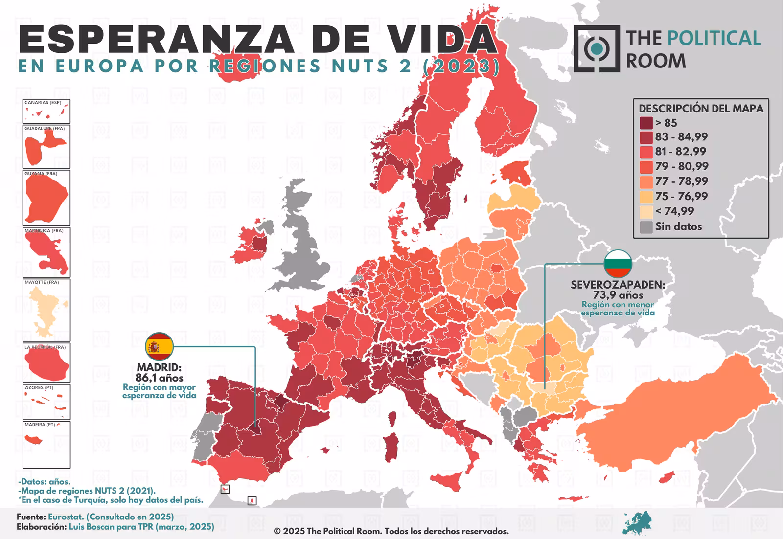 Esperanza de vida en Europa (2023)