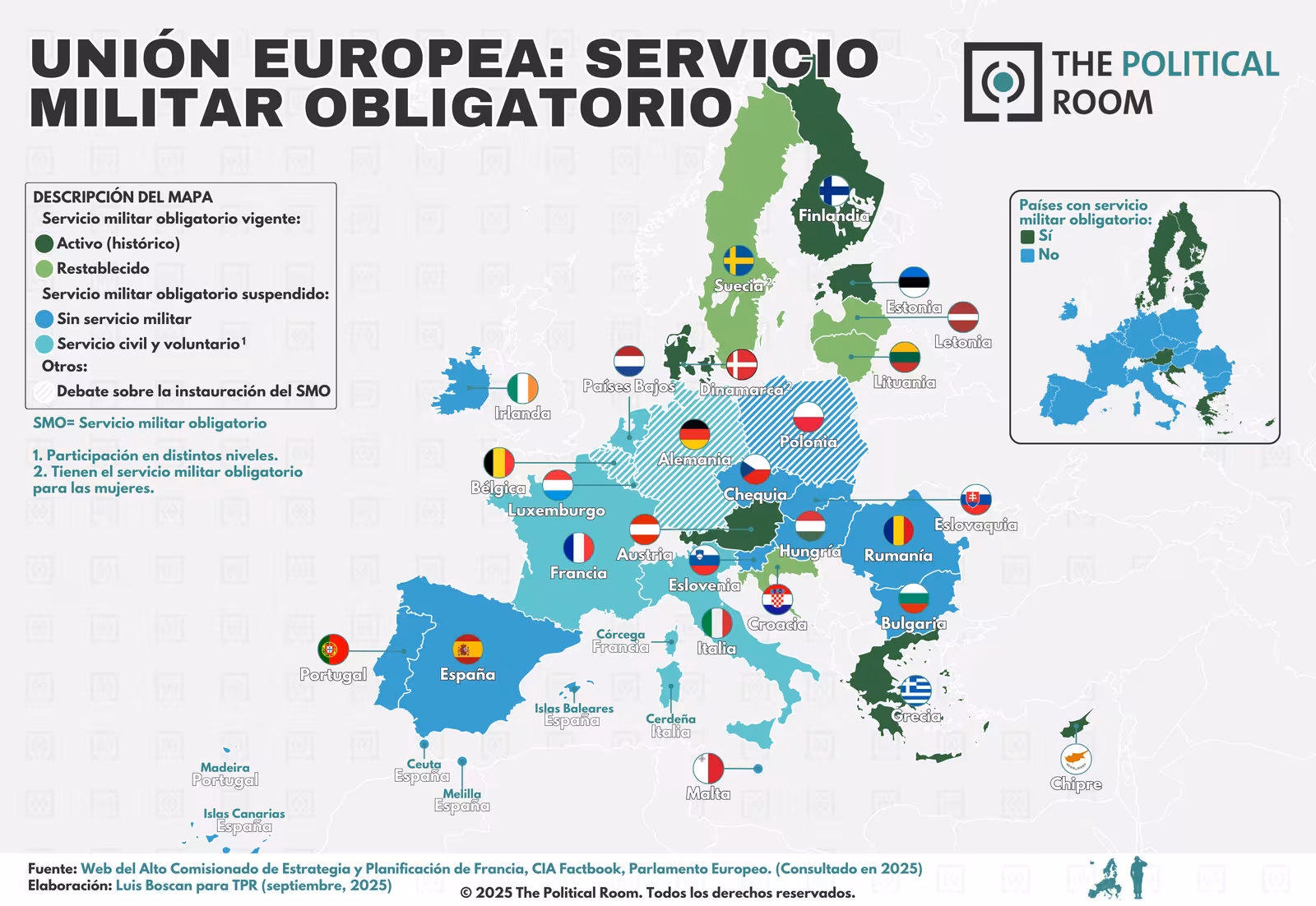 Situación del servicio militar obligatorio en la UE (2025)