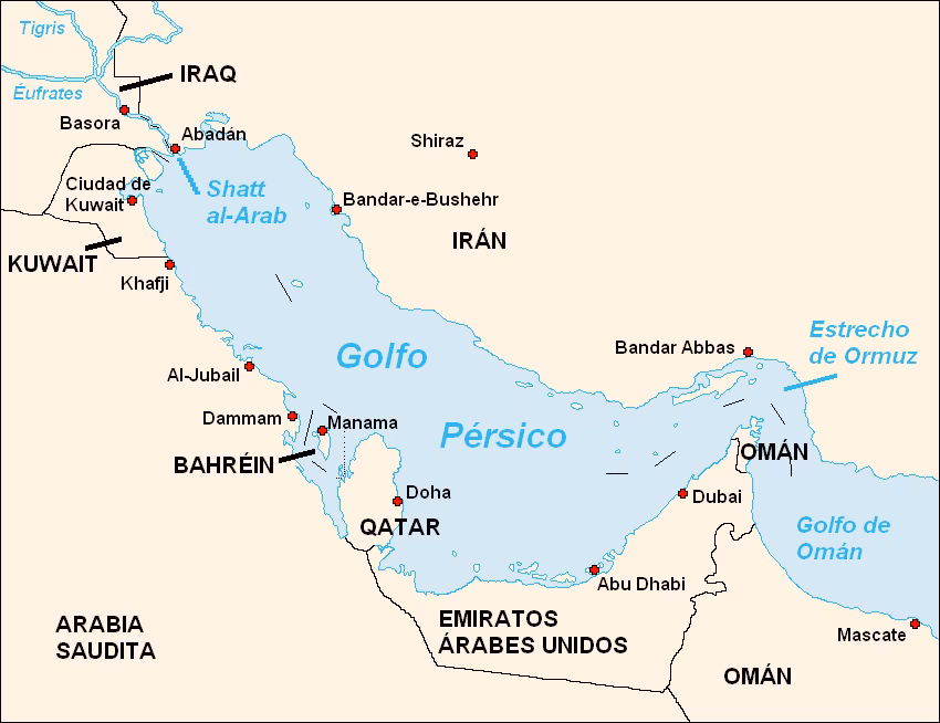 Mapa de Golfo Pérsico