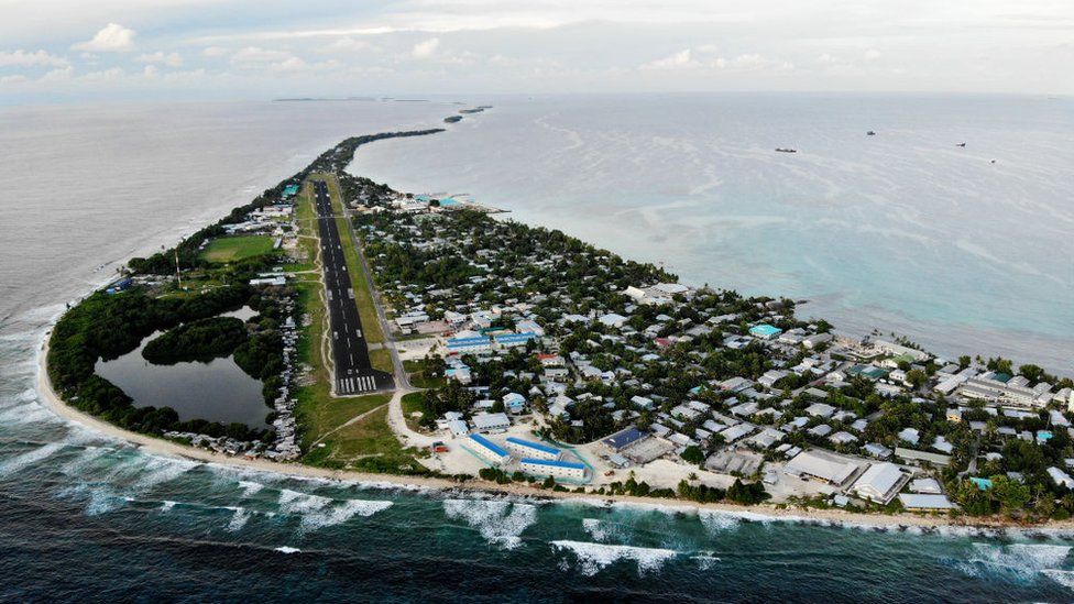 Funafuti, Tuvalu. La ONU ha clasificado a la nación insular del Pacífico Sur como "extremadamente vulnerable" al cambio climático.