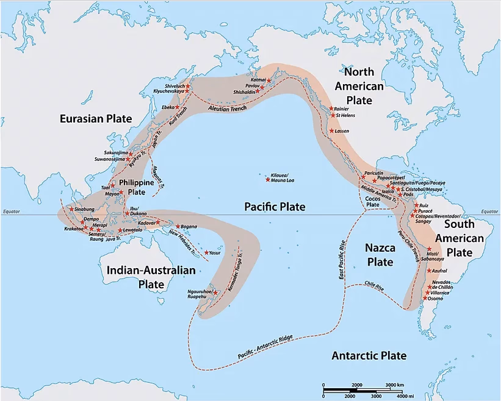 Cinturón del Fuego del Pacífico. Fuente: World Atlas