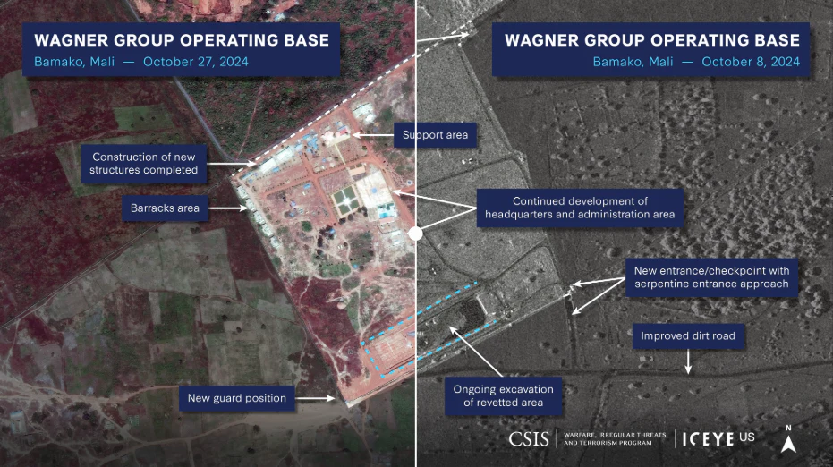 La base de Wagner en Bamako ha experimentado un desarrollo sostenido en los últimos 15 meses. Fuente: CSIS