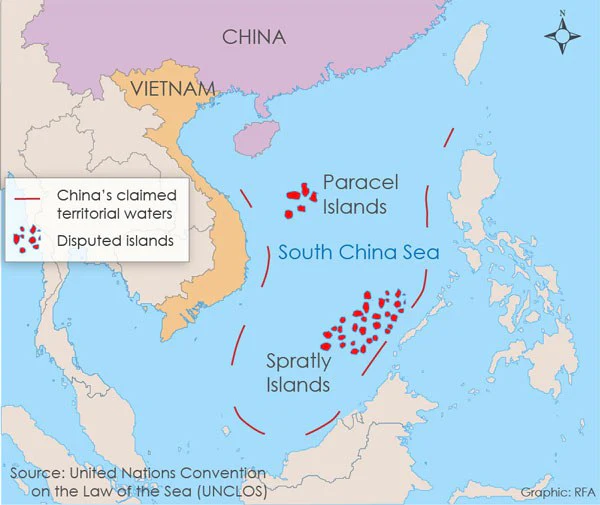El mar de China meridional. Fuente: Radio Free Asia