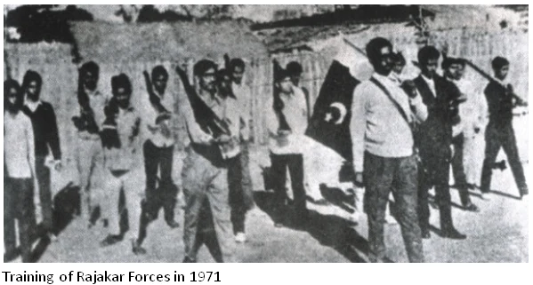 Entrenamiento de los razakars durante la guerra de liberación en 1971. Fuente: Genocide Bangladesh Archive