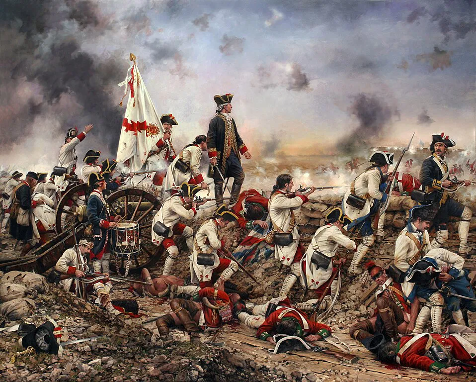 Bernardo de Gálvez en el asedio de Pensacola , cuadro de Augusto Ferrer-Dalmau.