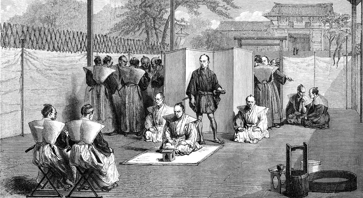 Ritual del Seppuku, suicidio ritual por honor. Fuente: Muy interesante
