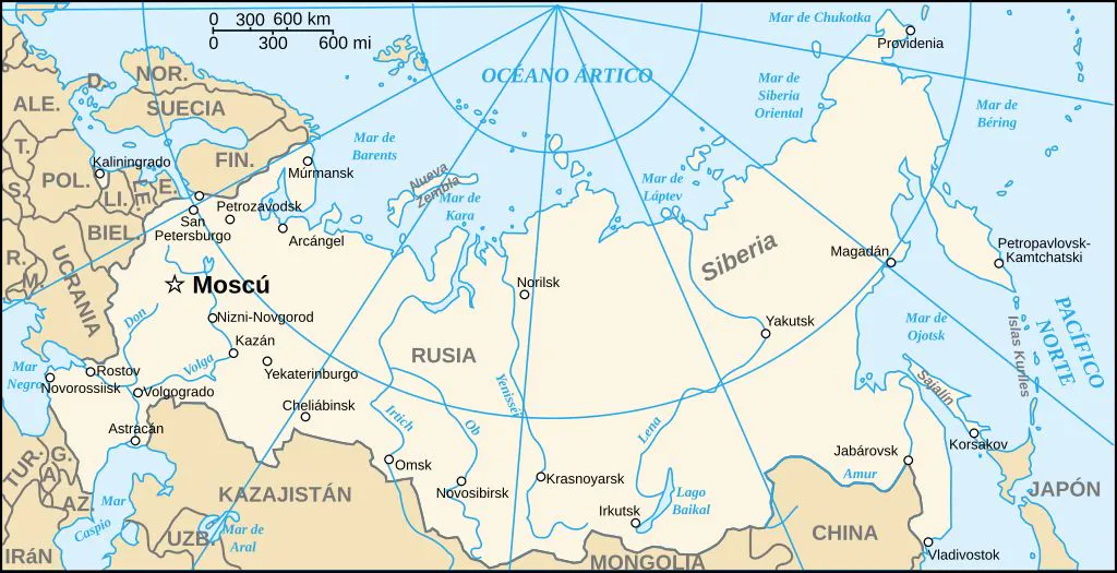 Mapa de Rusia. Fuente: Wikipedia