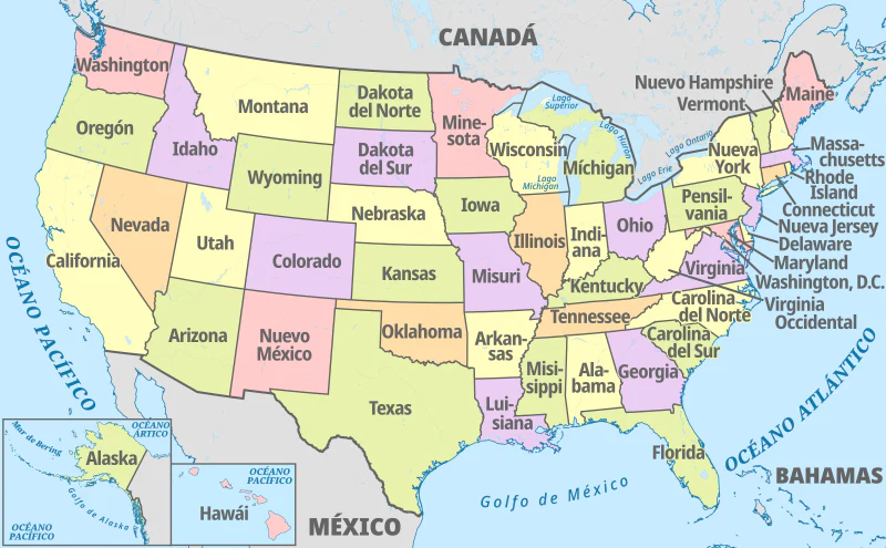 Mapa de EEUU. Autor: BAÑERAS