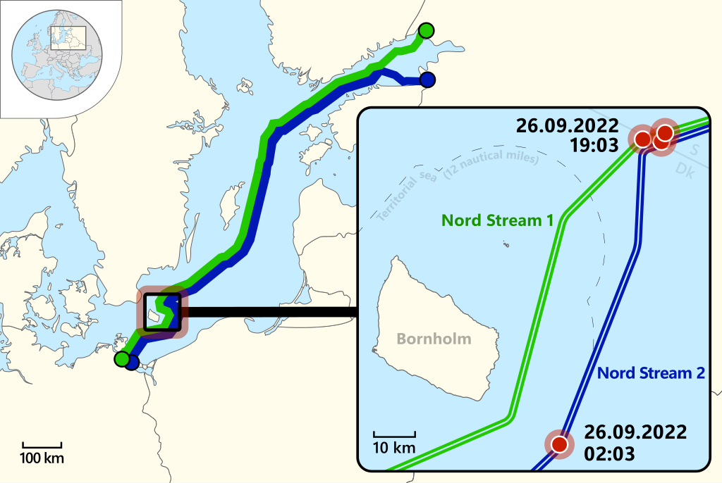Gasoductos Nord Stream y los sabotajes sufridos. Fuente: berria