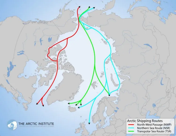 Nuevas rutas en la región ártica. Fuente: Global Strategy