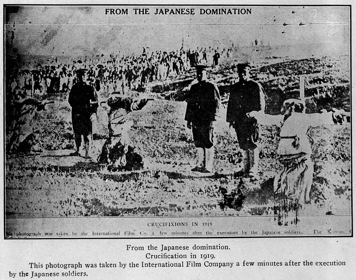 Los cristianos coreanos fueron crucificados después de las protestas del Movimiento del 1 de Marzo (1919).