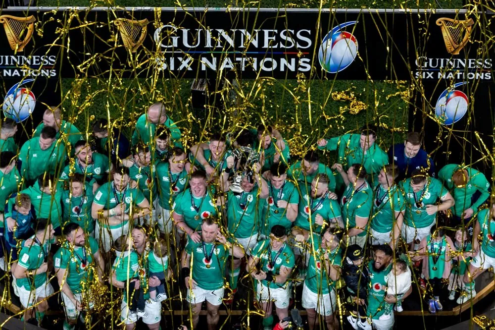 24 Guinness Six Nations Championship Round 5, Aviva Stadium, Dublín 16/03/2024 Irlanda Vs Escocia. Irlanda celebra la victoria en el Guinness Six Nations Championship 2024. Fuente: INPHO/Morgan Treacy/IrishRugby