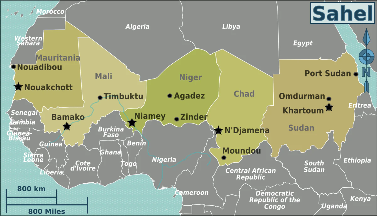 Mapa del Sahel. Autor: Peter Fitzgerald
