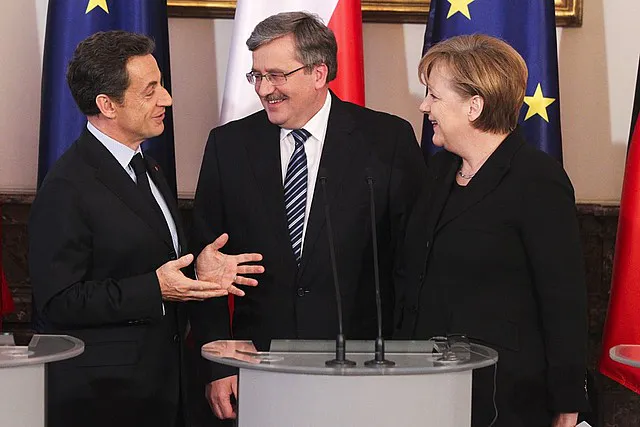 Cumbre del Triángulo de Weimar en Wilanów con la participación de los Presidentes de Polonia, Francia y la Canciller de Alemania, 7 de febrero de 2011. Fuente: prezydent.pl
