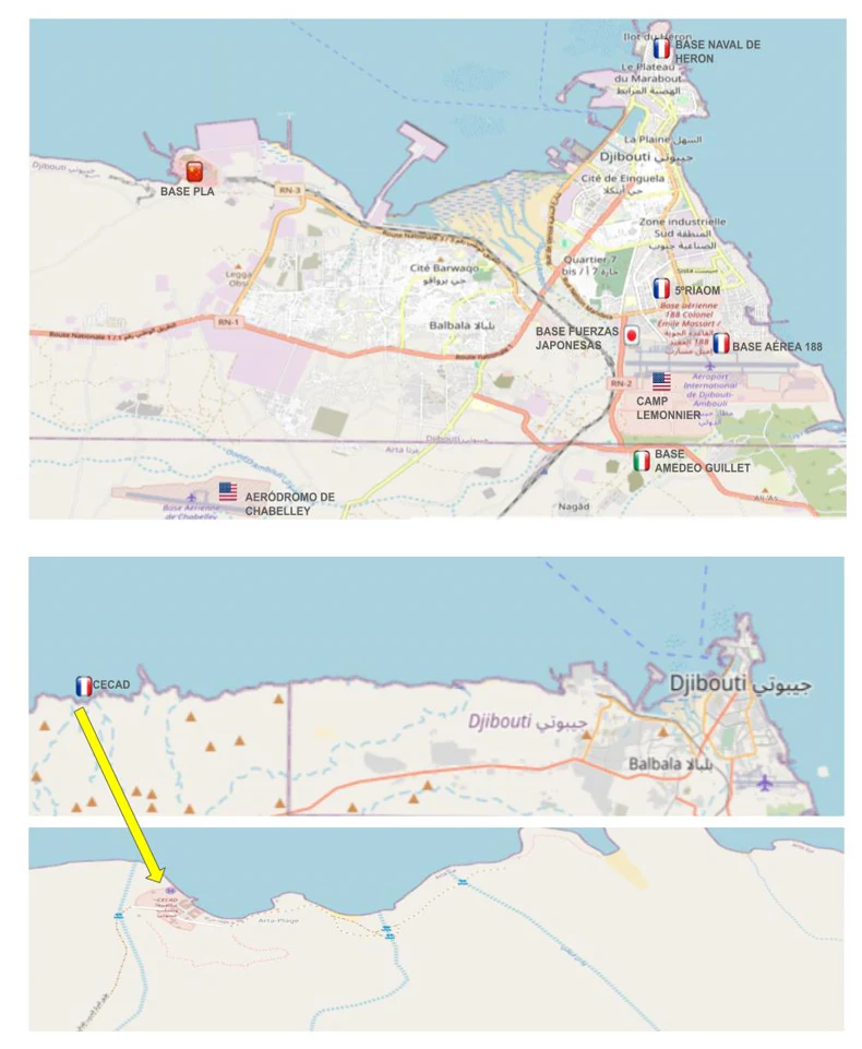 Bases militares de fuerzas extranjeras situadas en Yibuti. Autor: Rafael Fernández-Filgueira