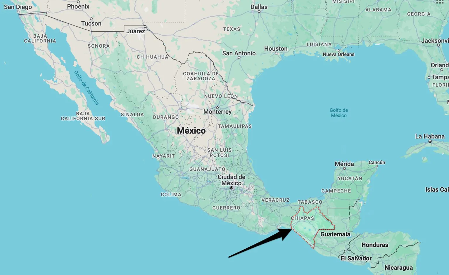 Mapa con la ubicación del estado de Chiapas en México. Autor: Inês Nunes
